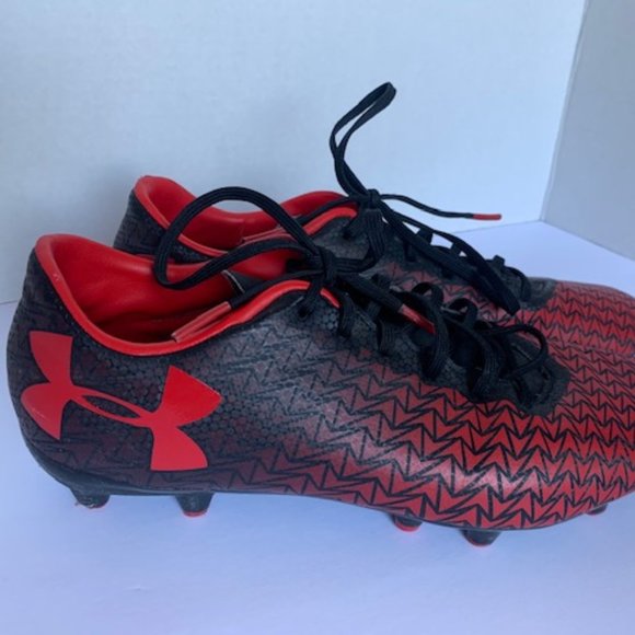 red and black under armour football cleats